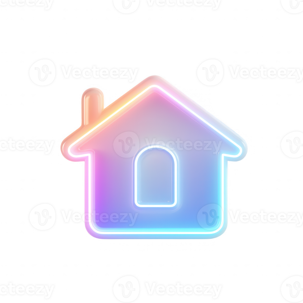 A vibrant, glowing home icon representing modern living and comfort. png