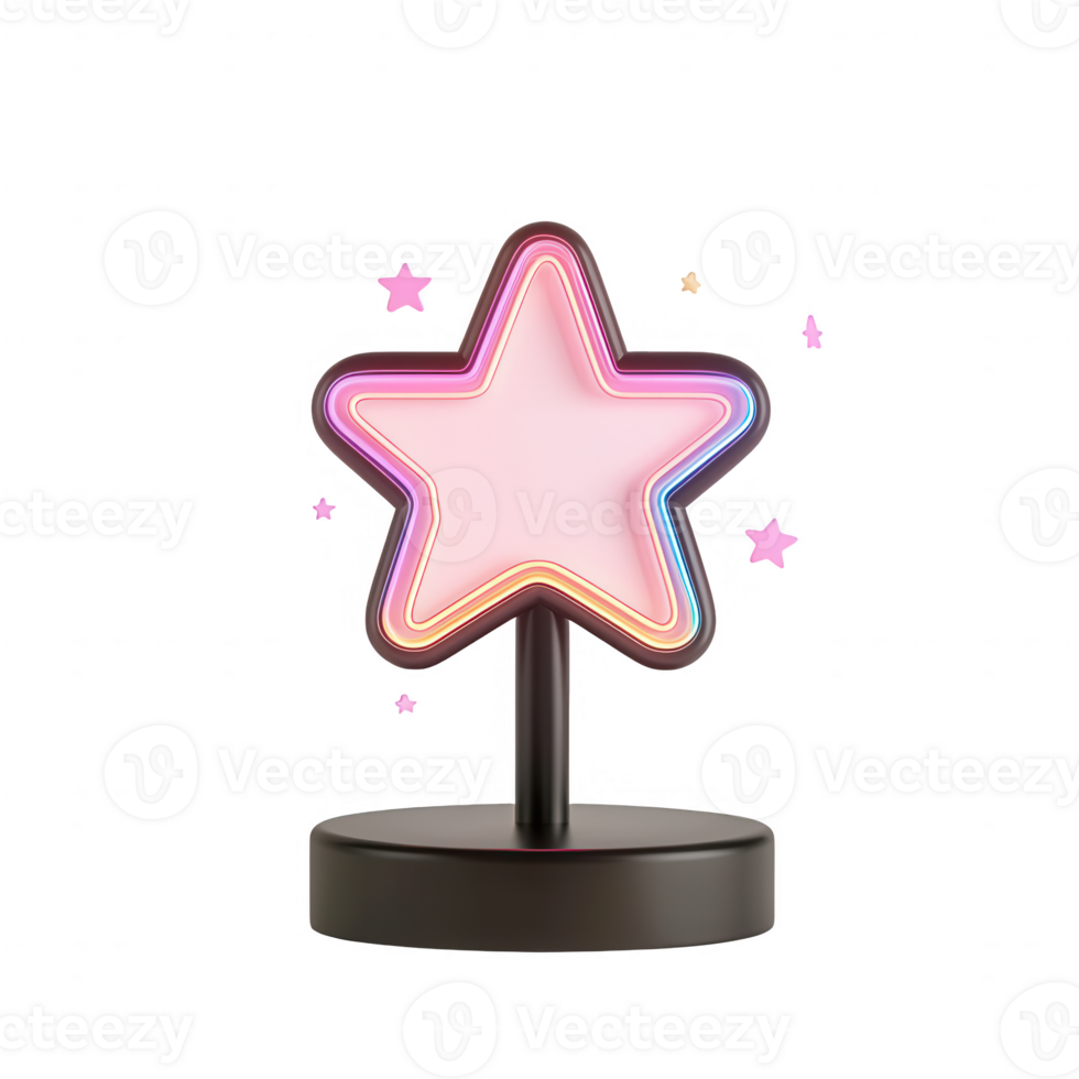 A vibrant neon star light creating a whimsical atmosphere in any space. png