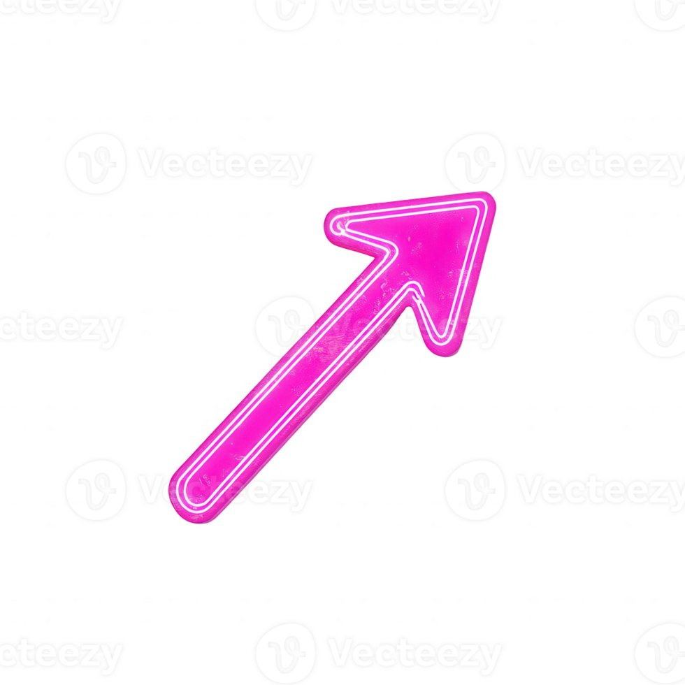 A vibrant pink neon arrow pointing upwards, ideal for decoration or direction. png