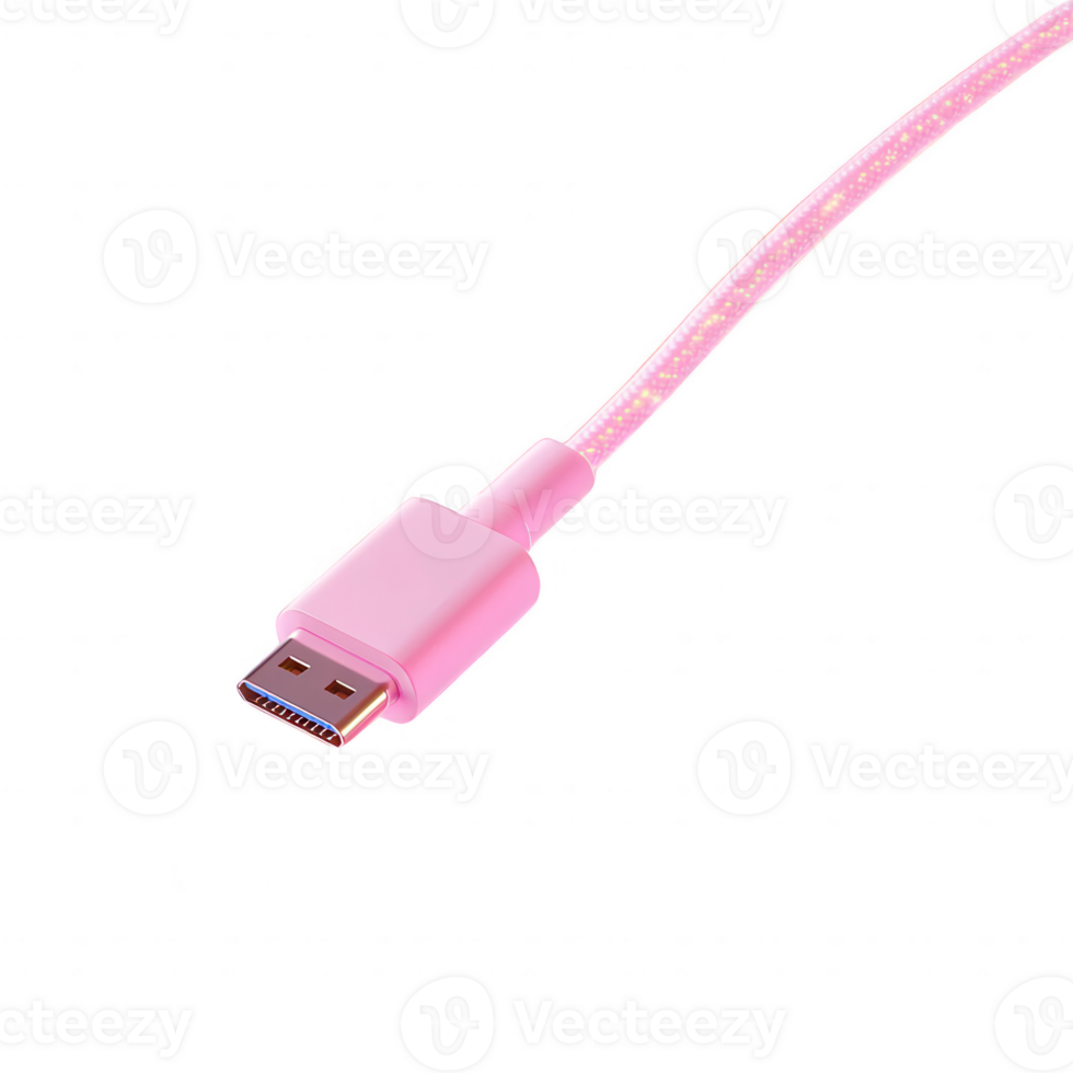 A vibrant pink USB cable, perfect for charging and data transfer in modern devices. png