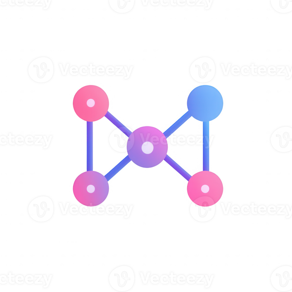 Abstract technology graphic representing interconnected digital nodes and networks. png