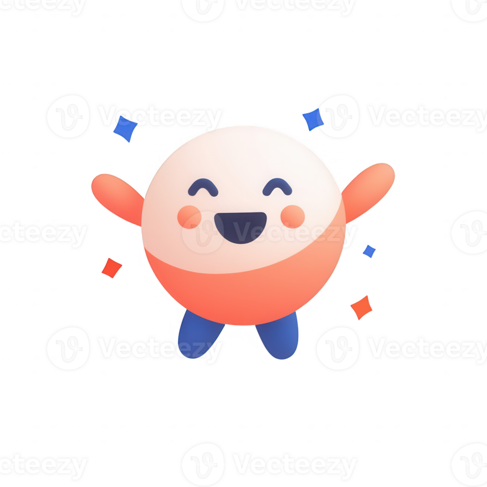 A cheerful cartoon character celebrating with vibrant colors and joyful expression. png