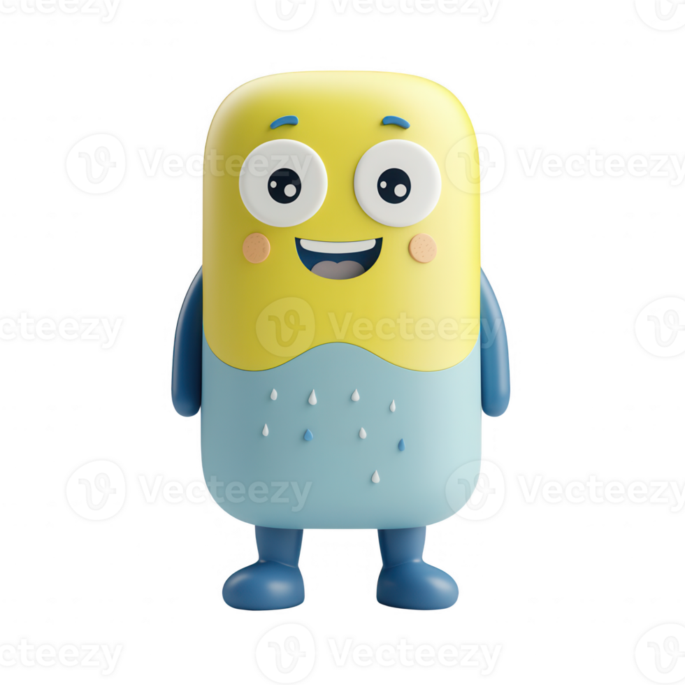 A cheerful, cartoonish character with a friendly smile and colorful design. png