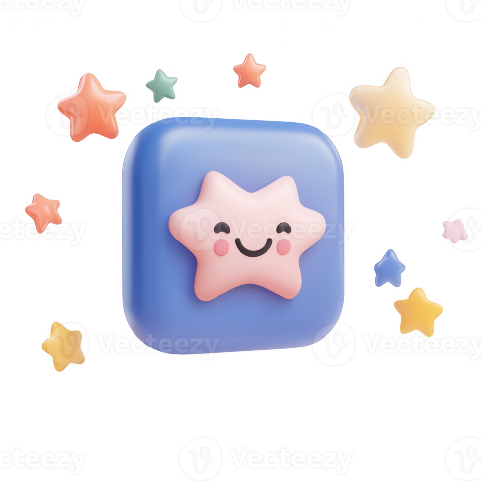 A cheerful star icon with pastel colors, perfect for playful and modern designs. png