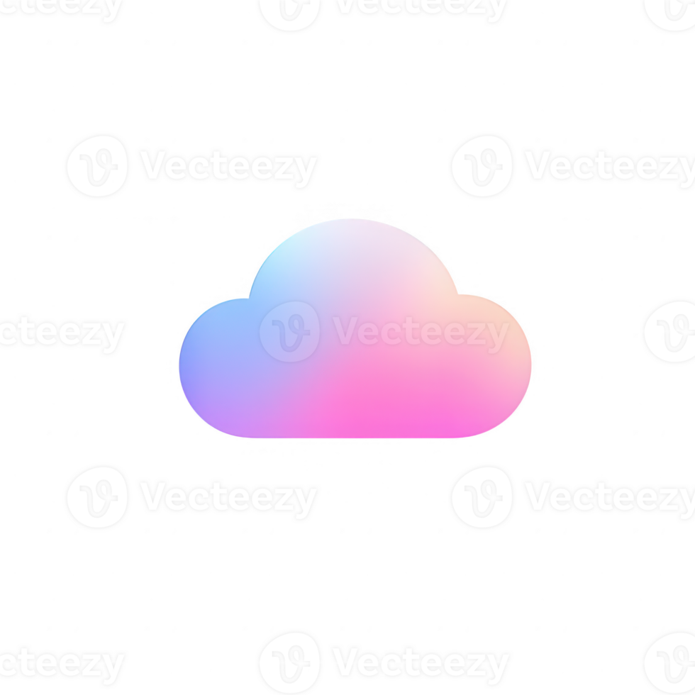 A colorful cloud design featuring gradients of pink and blue hues on a black background. png