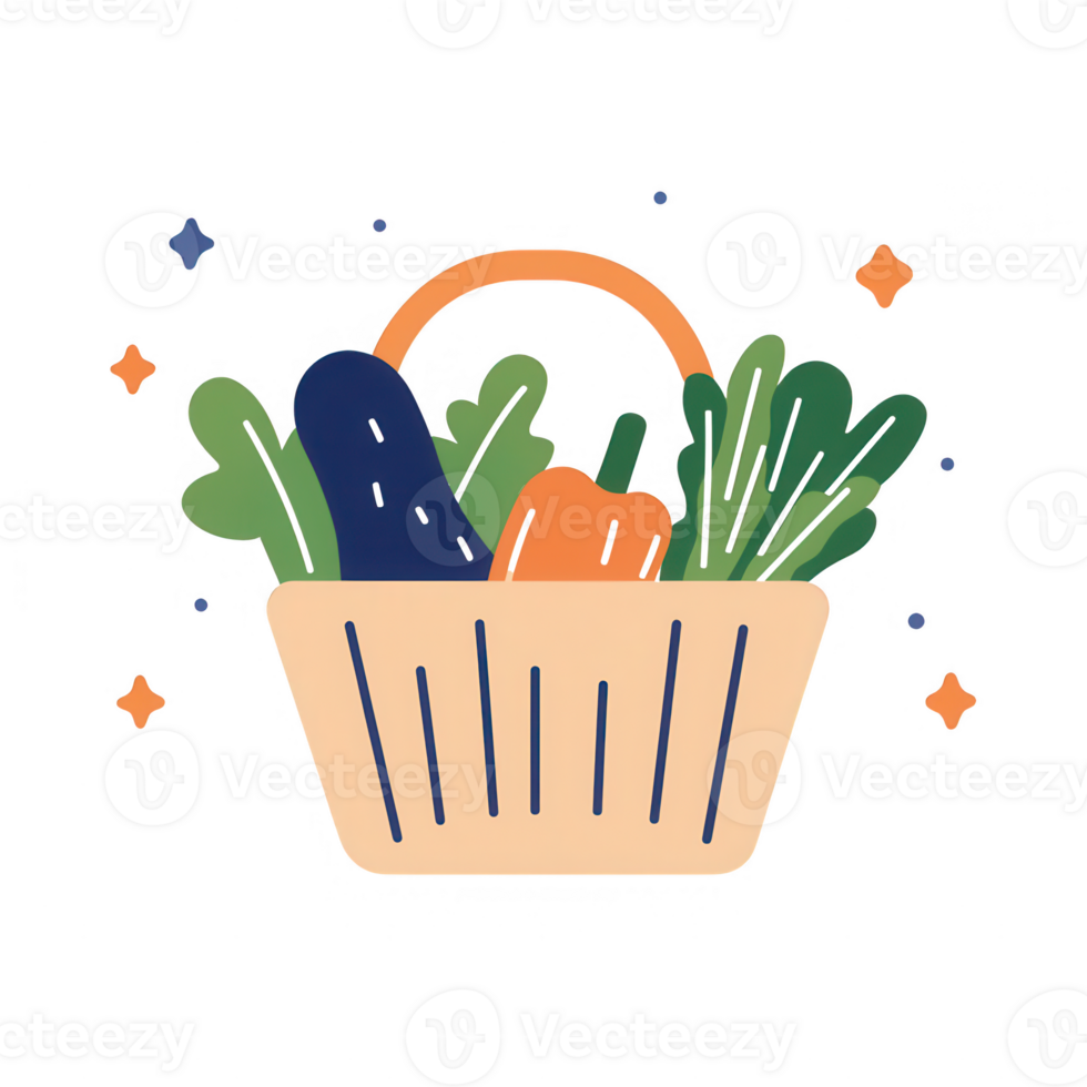A colorful basket filled with fresh vegetables, perfect for promoting healthy eating. png