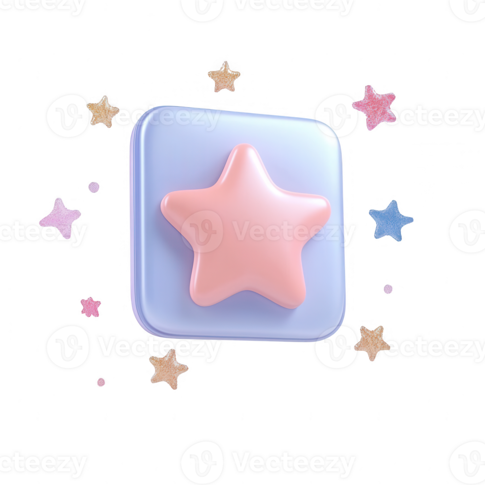 A colorful star icon with a pastel design and shimmering background. png