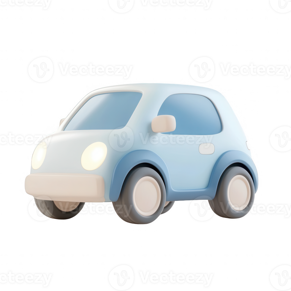 A cute blue toy car designed for playful imagery and children's themes. png