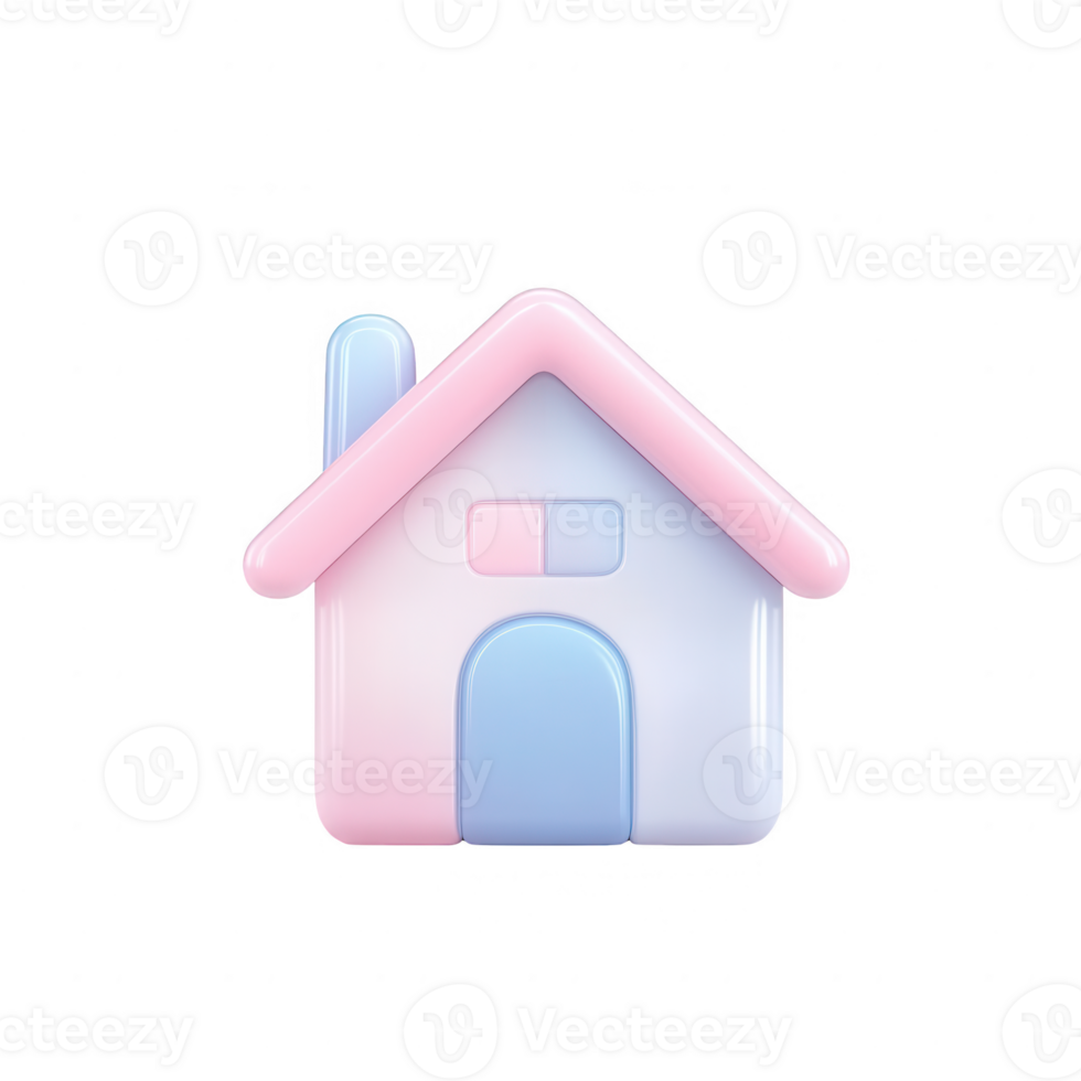A cute, modern house design with pastel colors and minimalist structure. png
