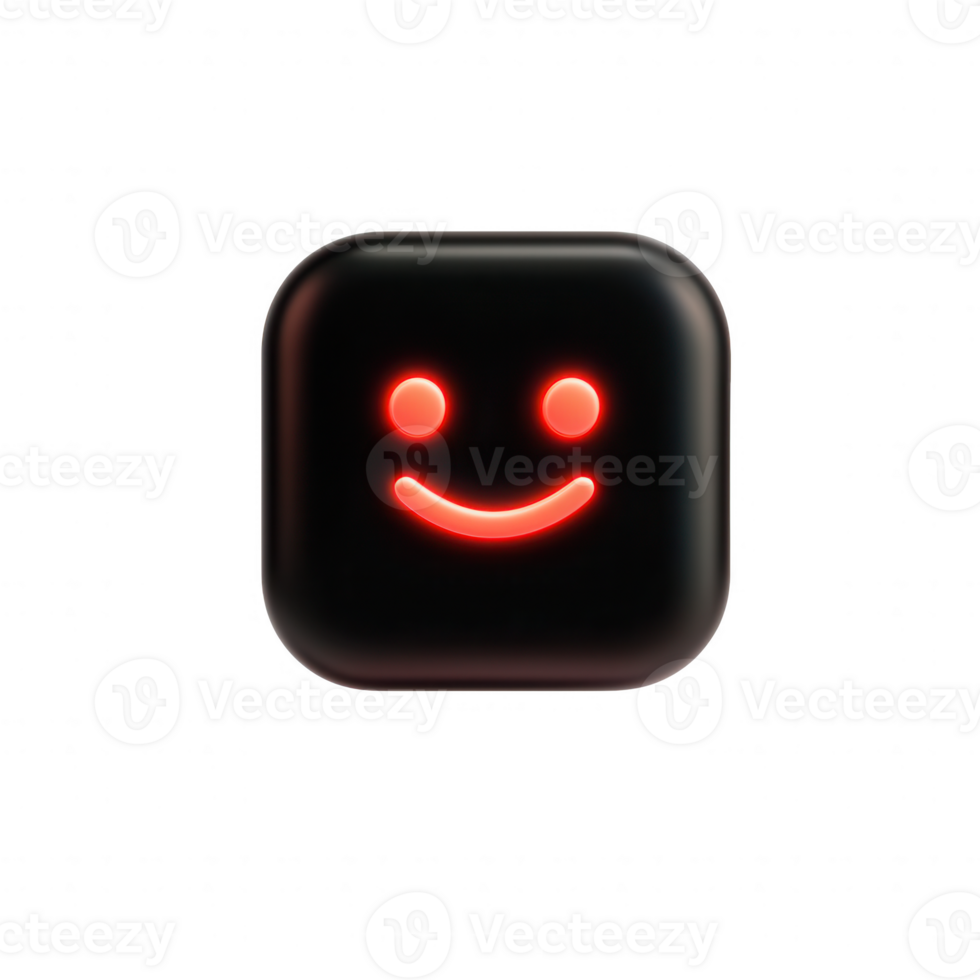 A glowing, smiling emoji icon conveying positive emotions and happiness. png