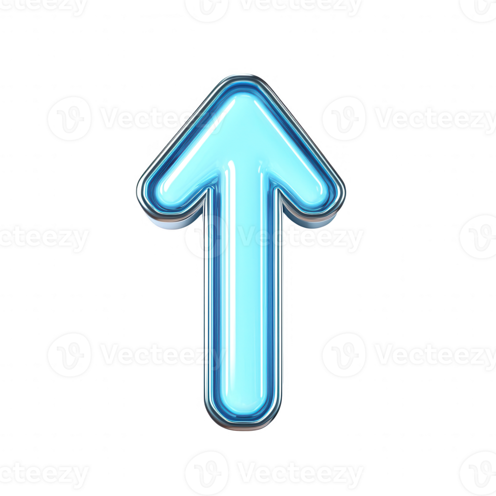 A glowing blue upward arrow symbol representing progress and direction. png