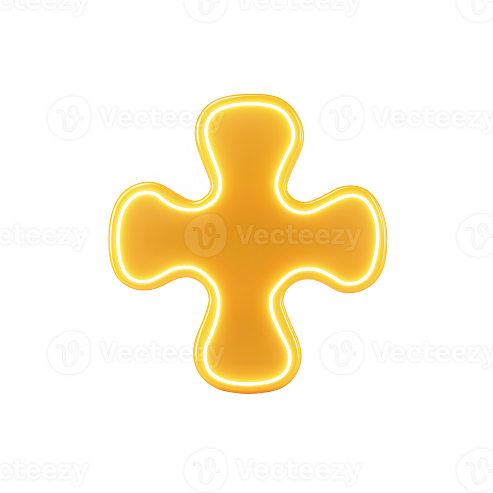 A glowing orange cross shape with a smooth, modern design against a transparent background. png