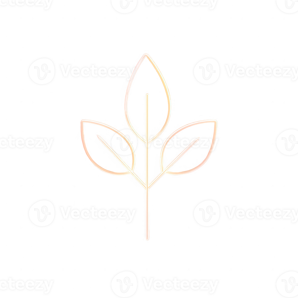 A minimalist line art illustration of a plant with leaves, symbolizing growth and nature. png