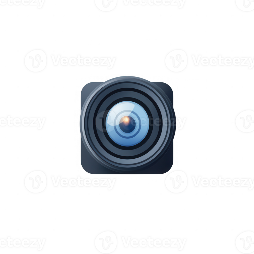 A modern camera lens illustration for creative projects and digital media. png