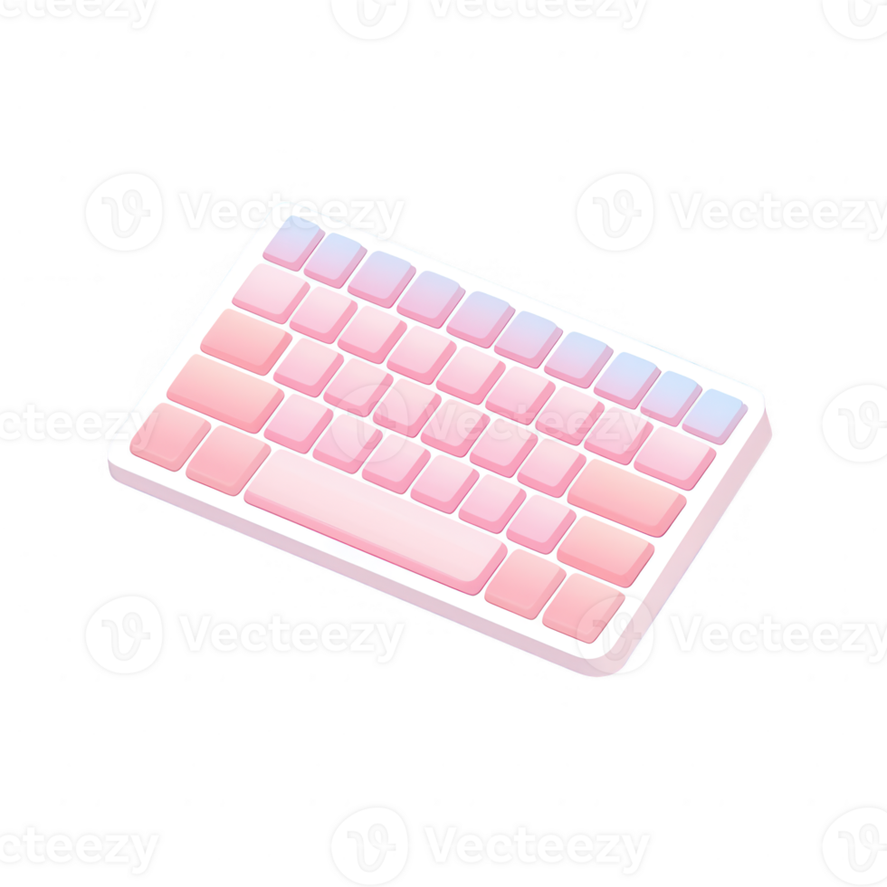 A stylish pink keyboard on a clean background for modern tech aesthetics. png