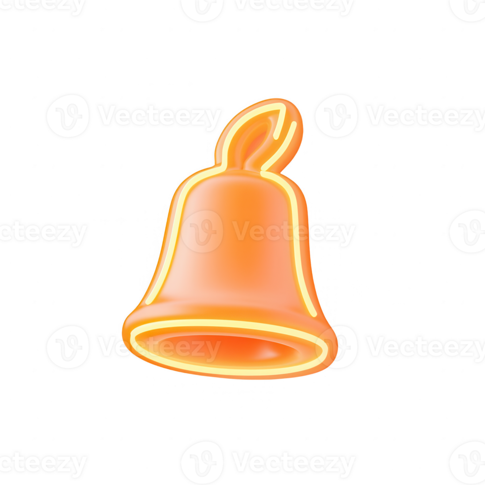 A vibrant and modern orange bell icon with a glowing effect for digital design. png