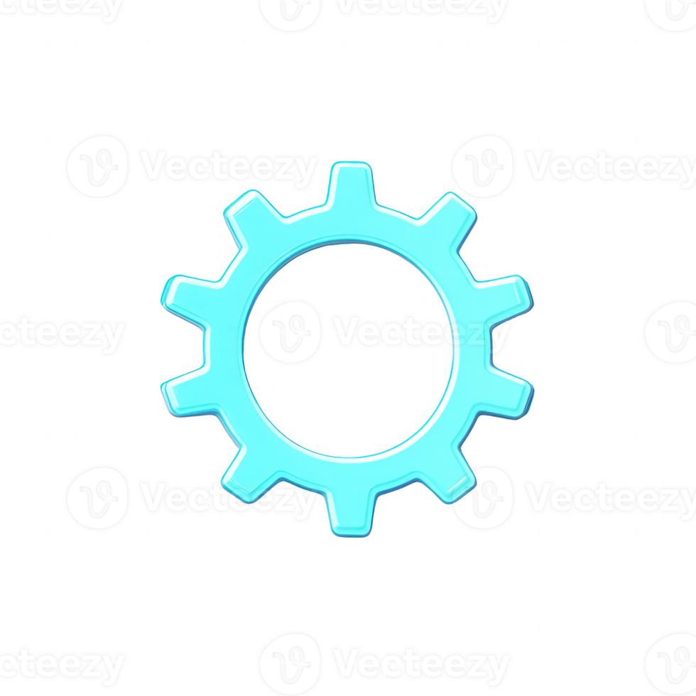 A vibrant blue gear icon symbolizing innovation and mechanical processes. png