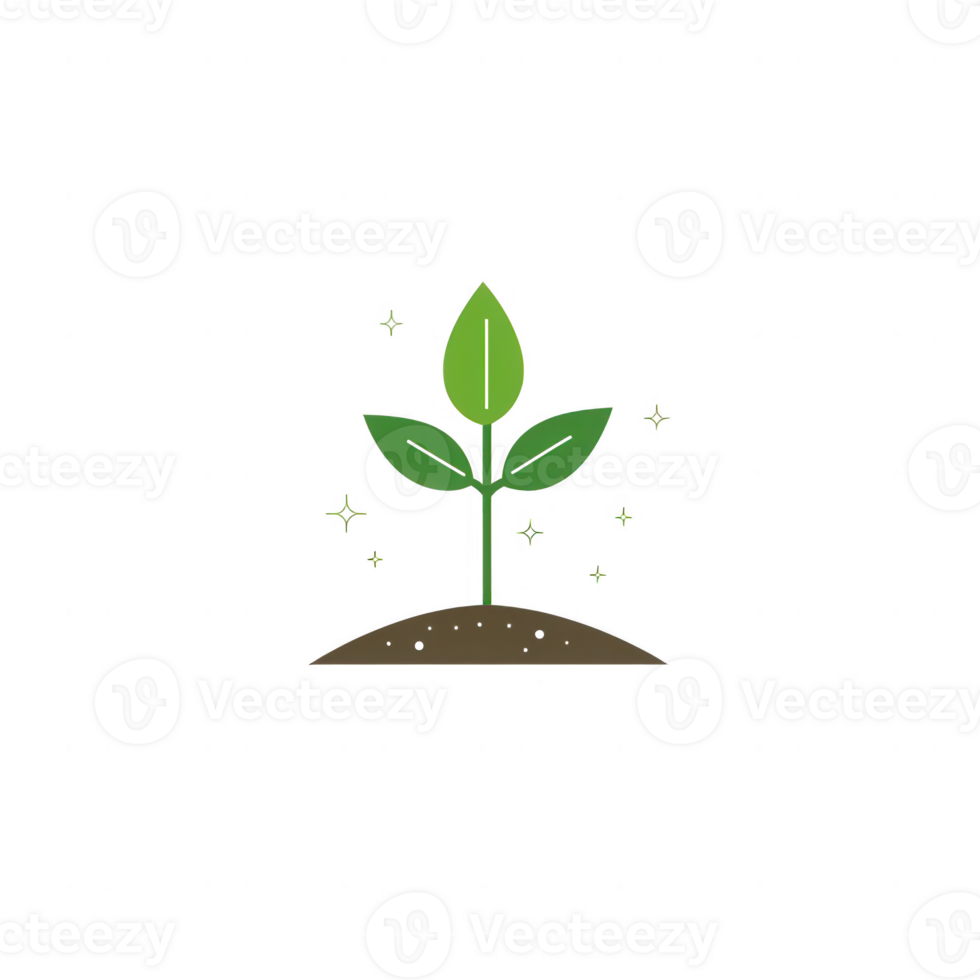 A vibrant green plant sprouting from rich soil, symbolizing growth and renewal. png