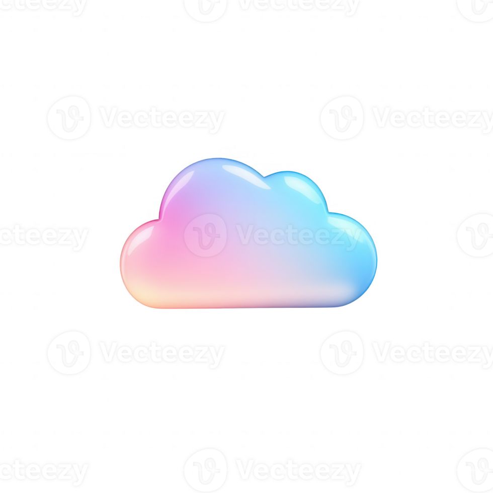 A vibrant, stylized cloud illustration with a soft pastel gradient. png