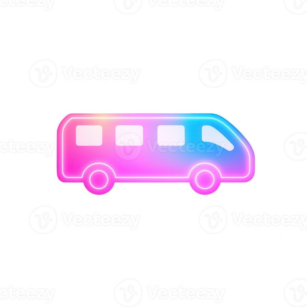 A vibrant neon bus design showcasing modern transportation aesthetics. png