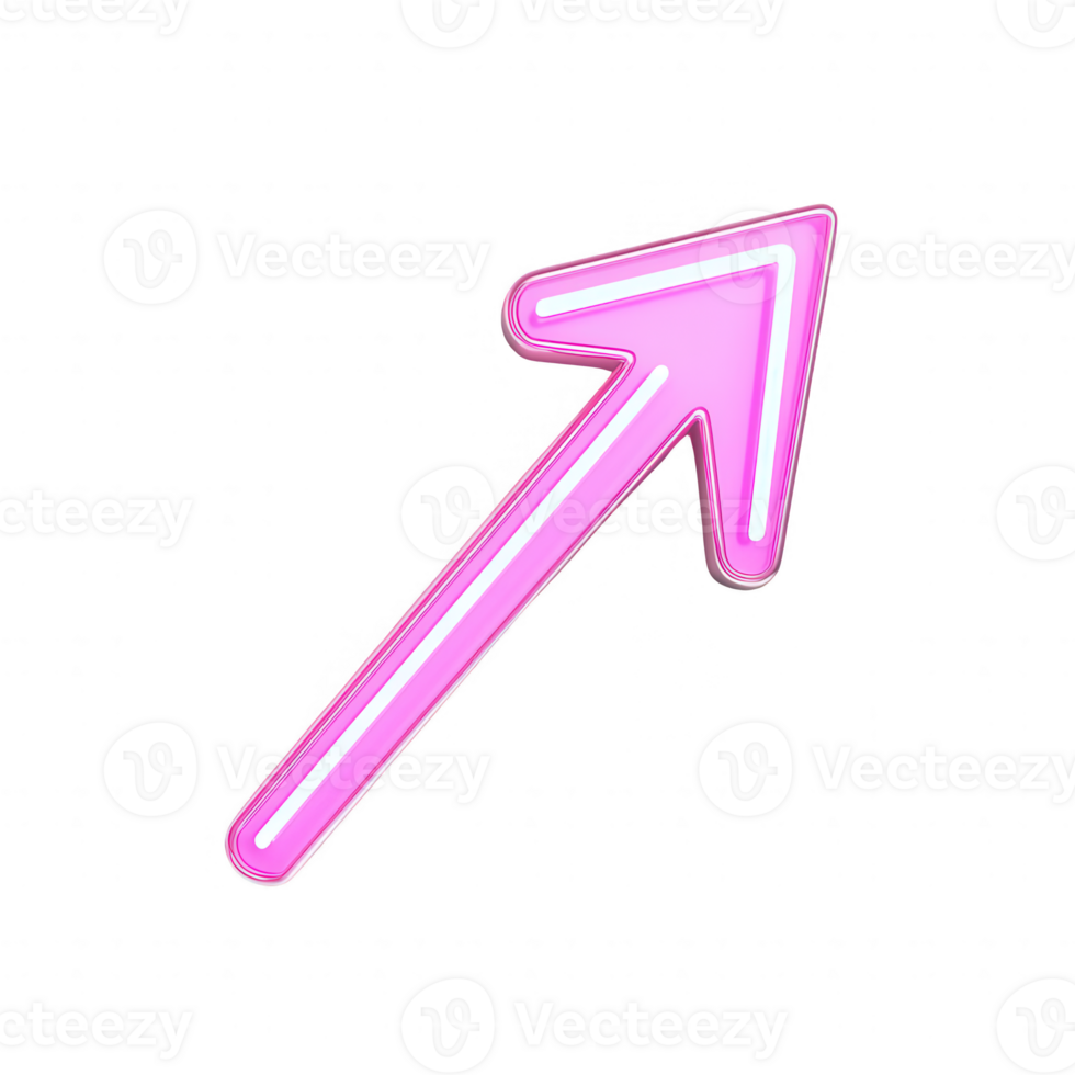 A vibrant pink arrow design pointing upward, ideal for illustrating growth and progress. png