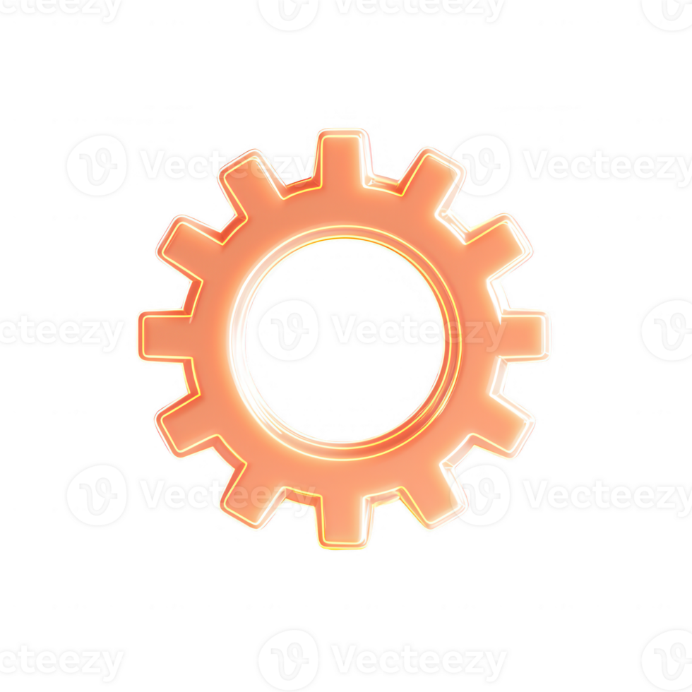A vibrant orange gear symbolizing innovation and mechanical efficiency. png