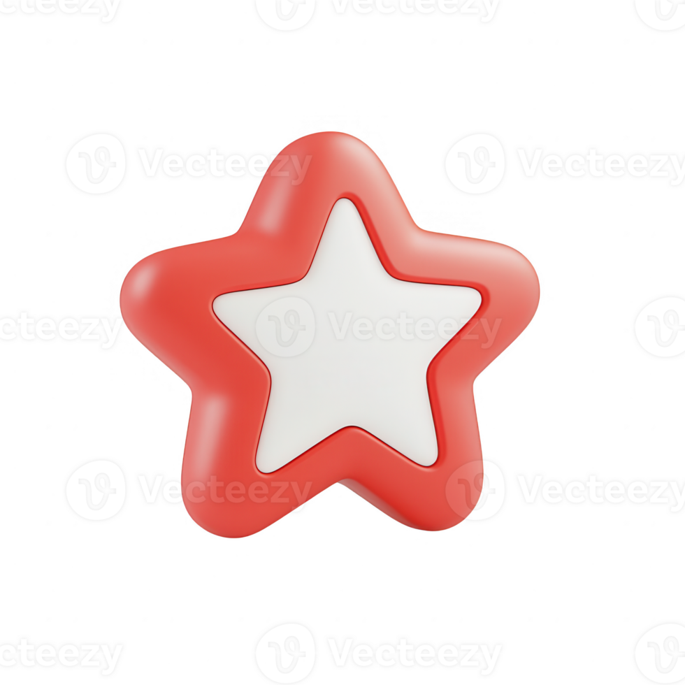 A vibrant red star shape with a white inner star, ideal for design and decoration. png
