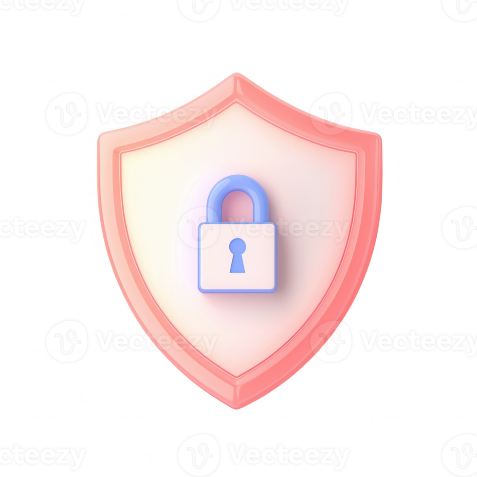 A vibrant shield icon featuring a padlock symbolizing digital security. png