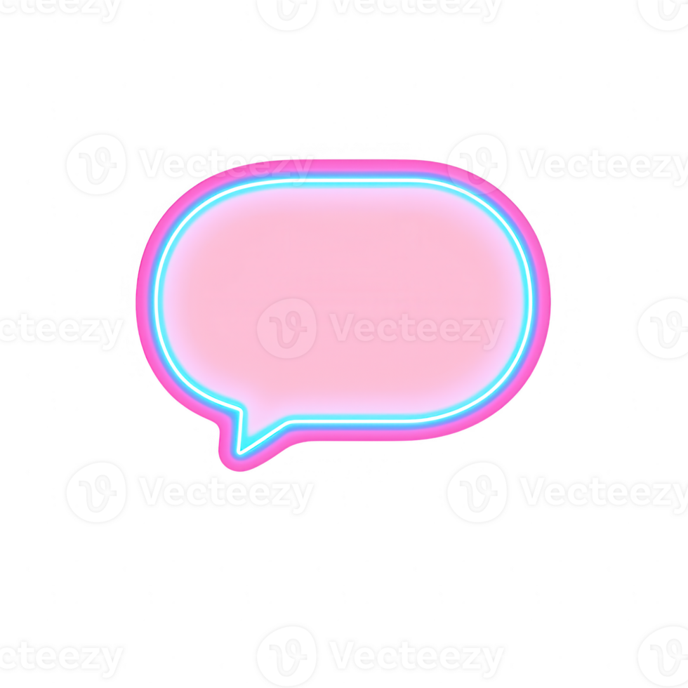 Bright neon pink speech bubble with a blue outline for vibrant communication. png