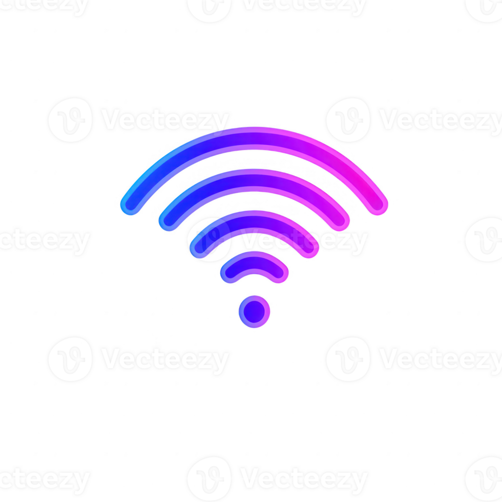 Colorful 3D wifi signal symbol representing wireless connectivity. png