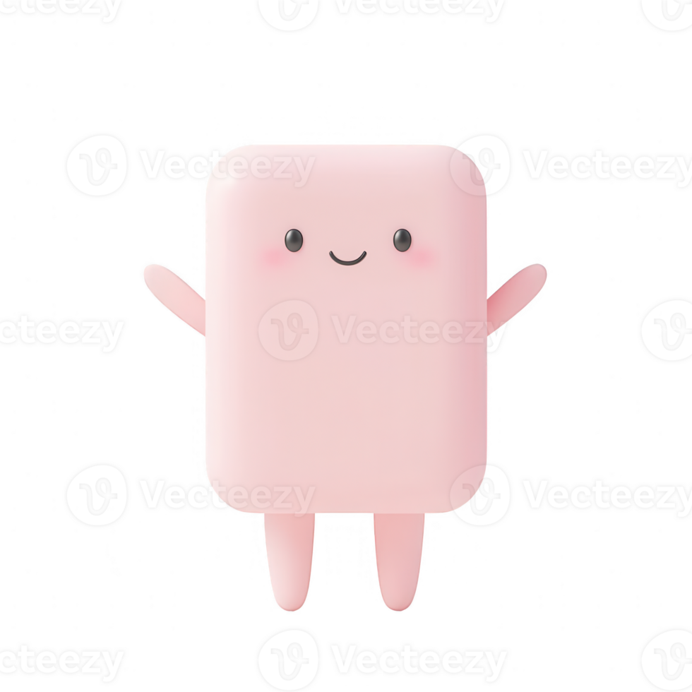 Cute pink character with a friendly smile, perfect for playful design projects. png