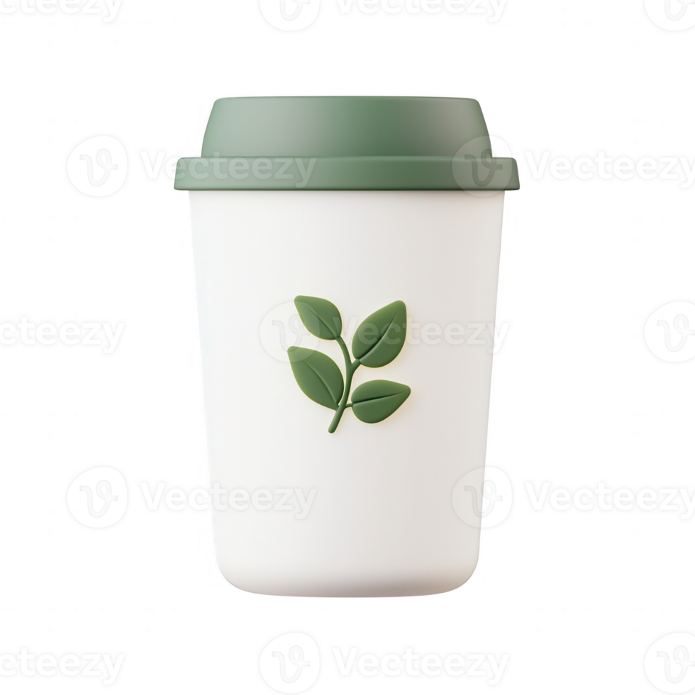 Eco-friendly coffee cup with leaf design, perfect for sustainable lifestyle enthusiasts. png
