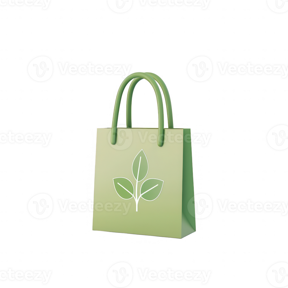 Eco-friendly shopping bag with leaf design, promoting sustainable and green living. png