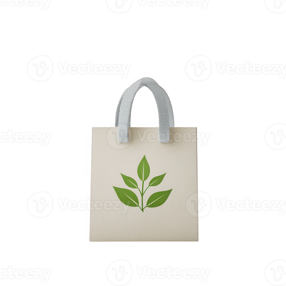 Eco-friendly tote bag featuring a green leaf design for sustainable shopping. png
