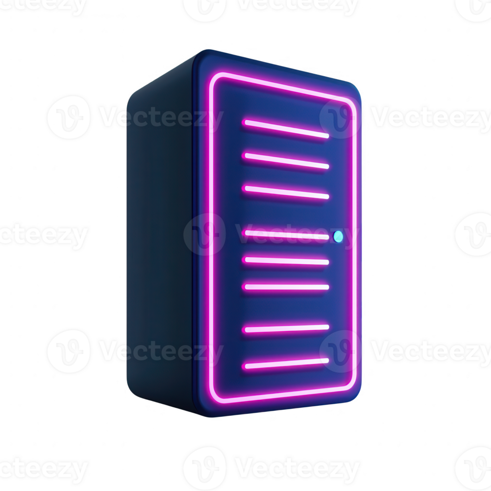 Futuristic fridge design with neon lights, perfect for modern kitchens and tech enthusiasts. png