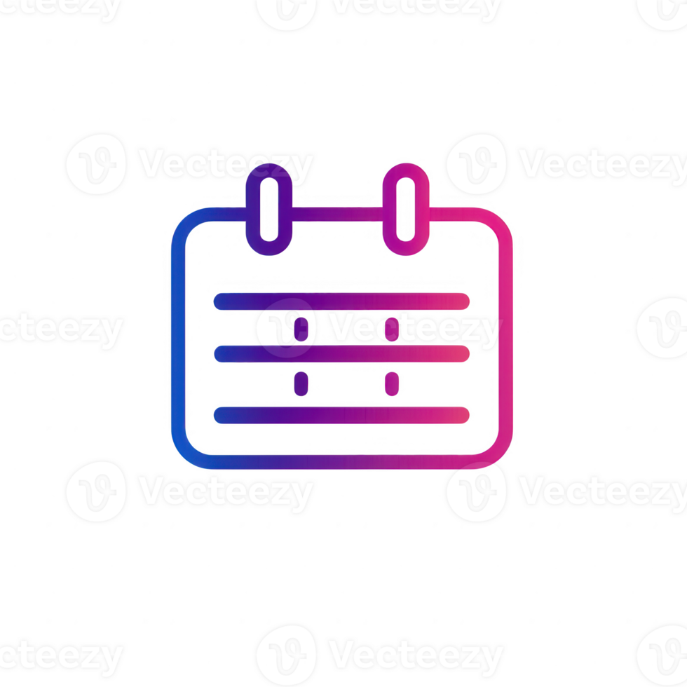 Modern icon representing a calendar with vibrant colors and sleek design. png