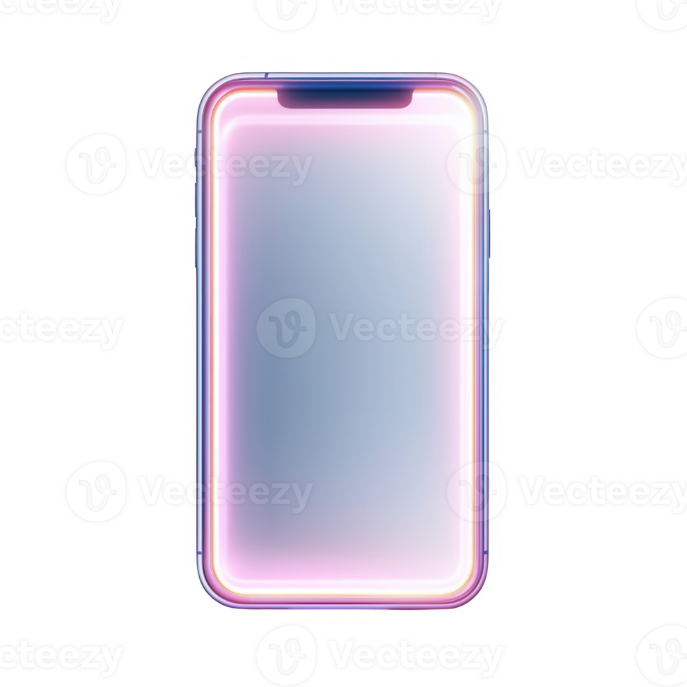 Modern smartphone design with a vibrant light effect on a sleek surface. png