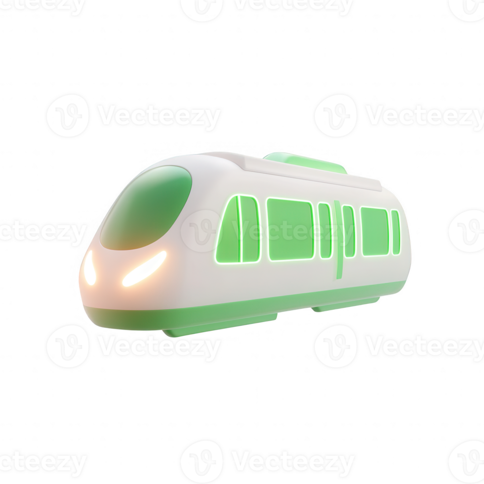 Modern green train design showcasing eco-friendly transportation. png