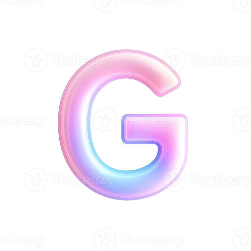 Stylish holographic letter 'G' with a modern, vibrant design for digital use. png