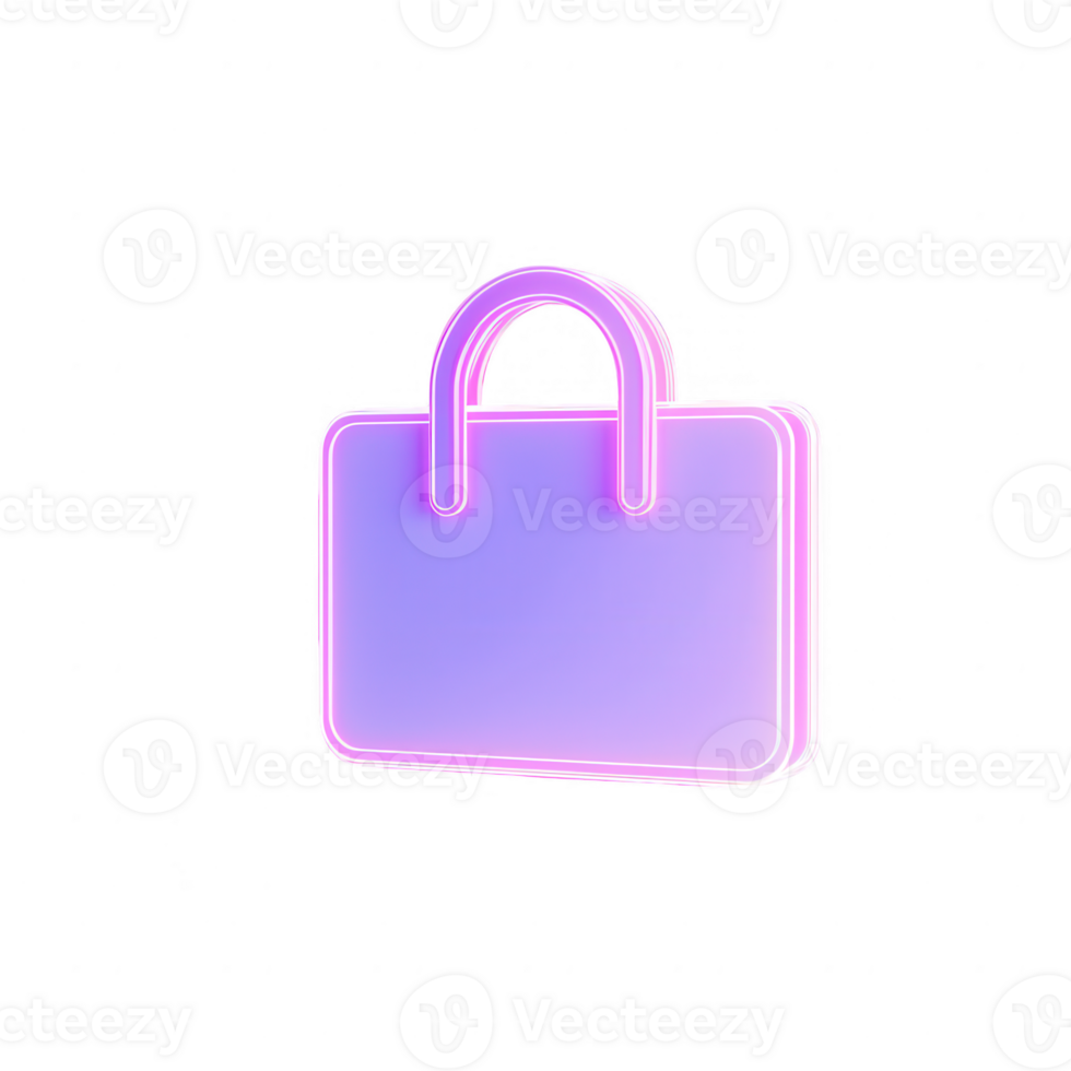Stylish neon shopping bag graphic design for modern retail, marketing, and commerce. png