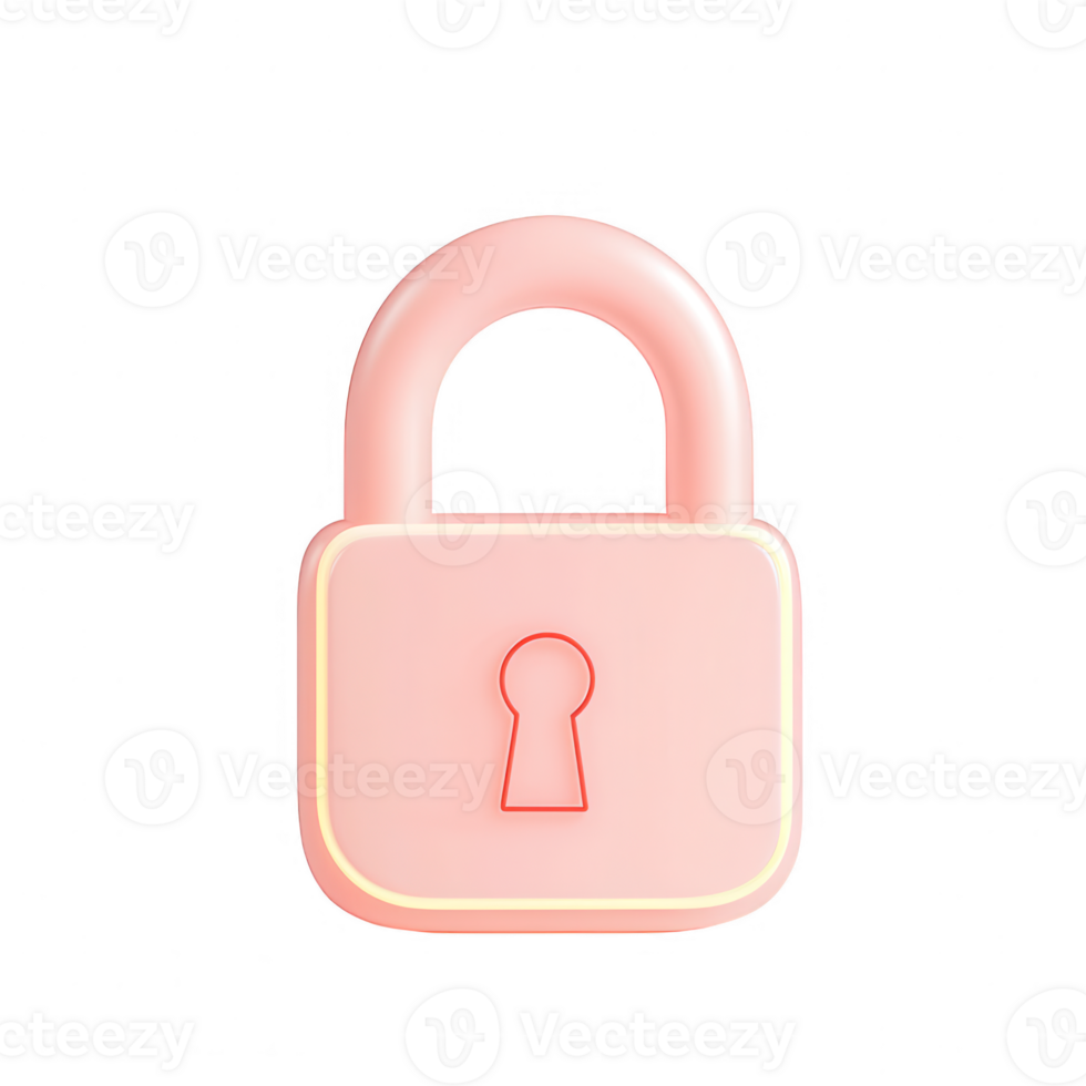 Stylish pink padlock icon representing security and protection in digital design. png