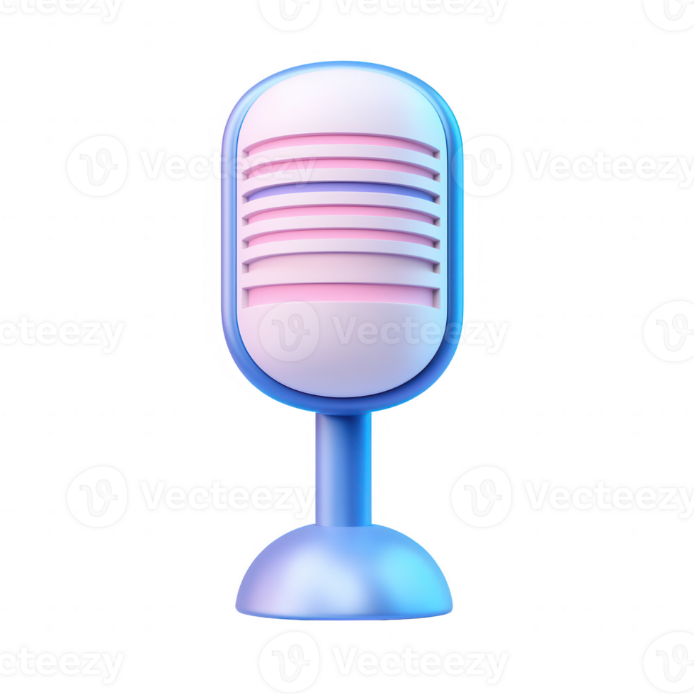 Stylish retro microphone design with a vibrant blue and pink color scheme. png