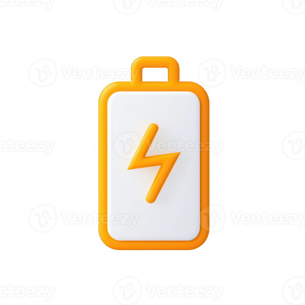 Stylized battery icon with a lightning bolt symbol, representing energy and power. png