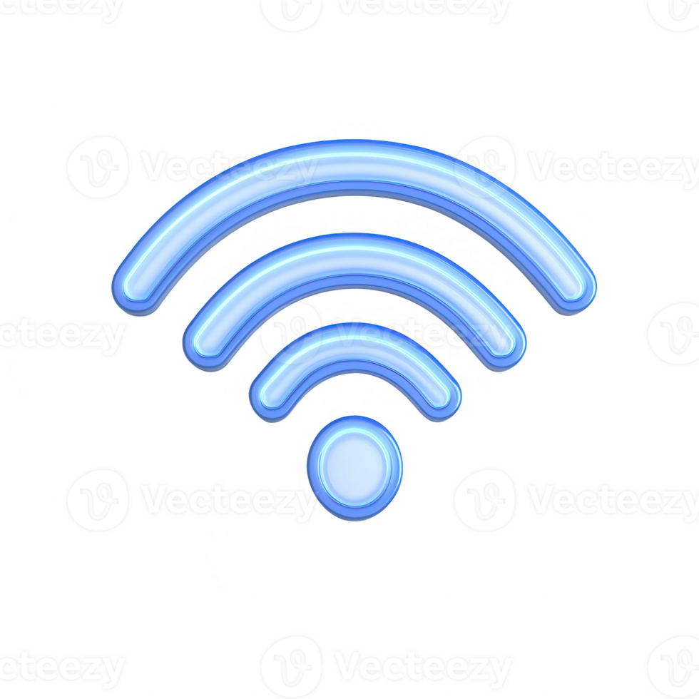 Stylized blue Wi-Fi signal icon representing wireless connectivity and internet access. png
