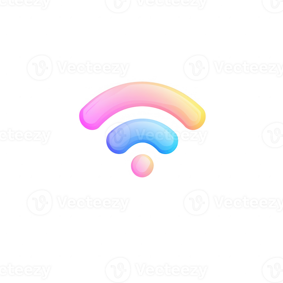 Stylized wifi symbol with a gradient, representing connectivity and modern communication. png