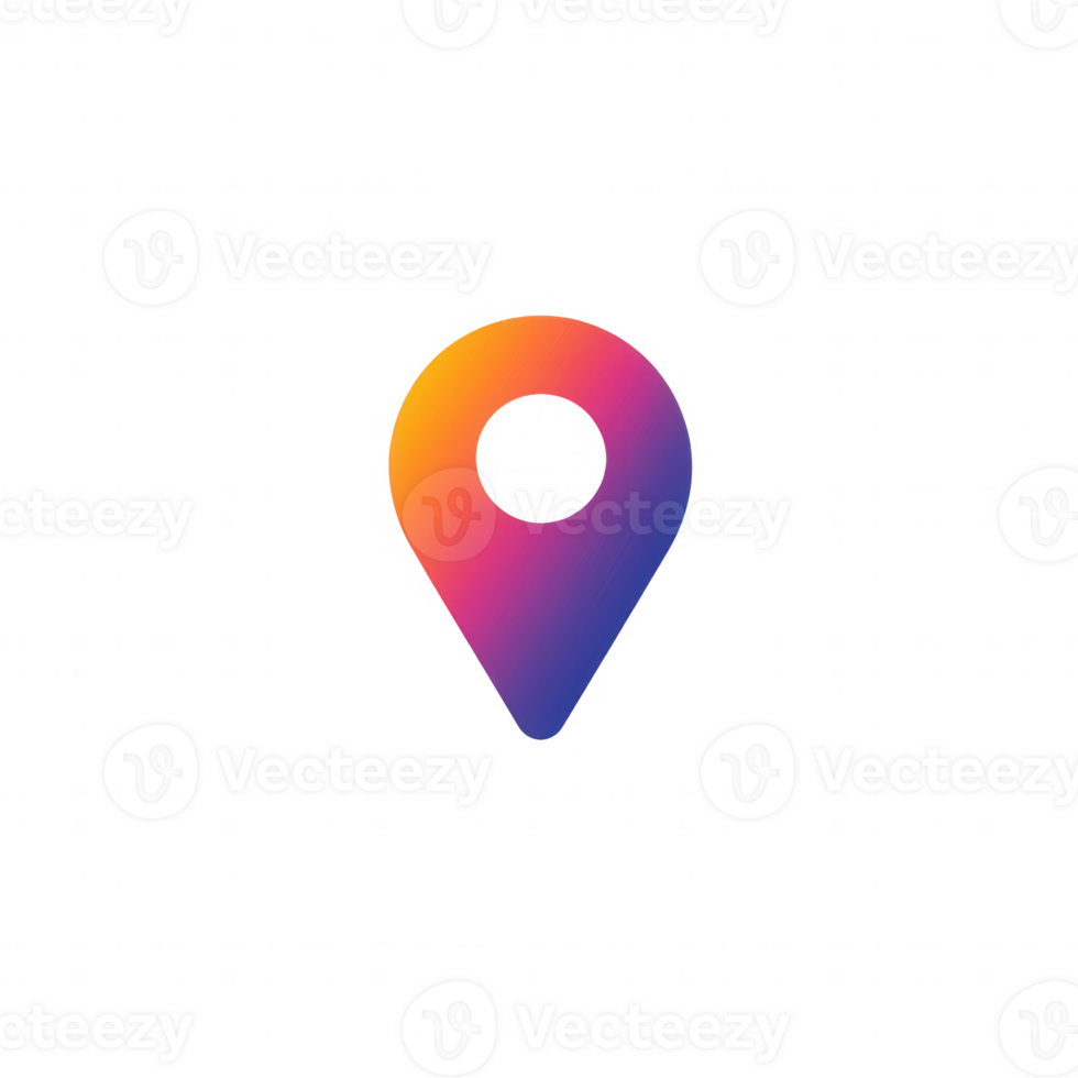 Vibrant location pin icon representing digital mapping and navigation. png
