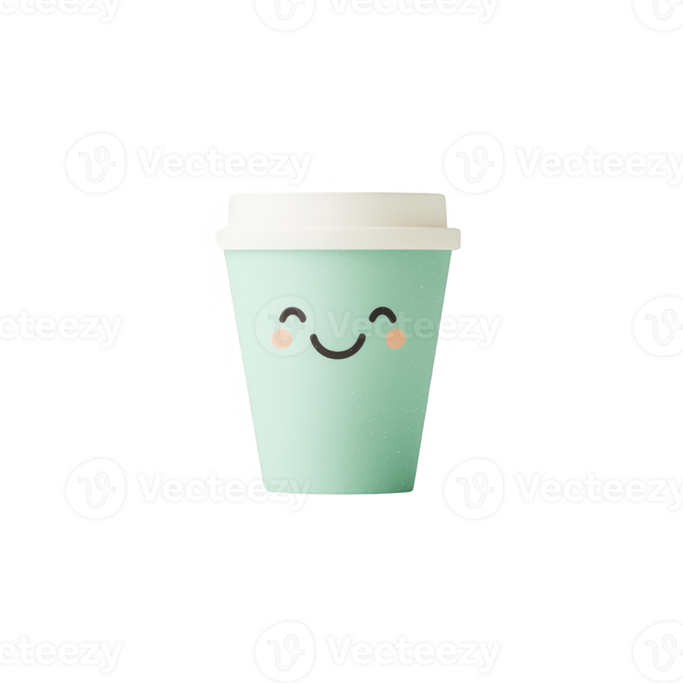 A cheerful coffee cup design, perfect for branding and social media use. png