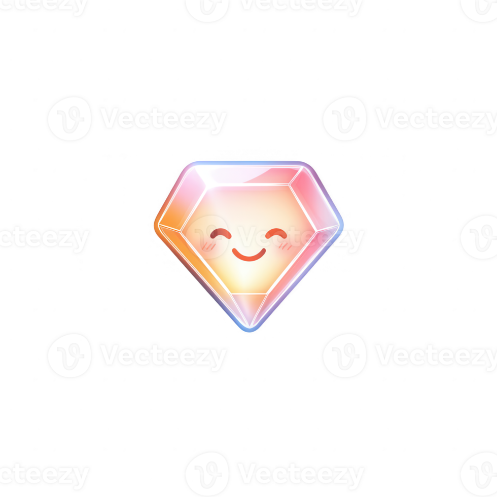 A cheerful diamond illustration, symbolizing positivity and happiness. png