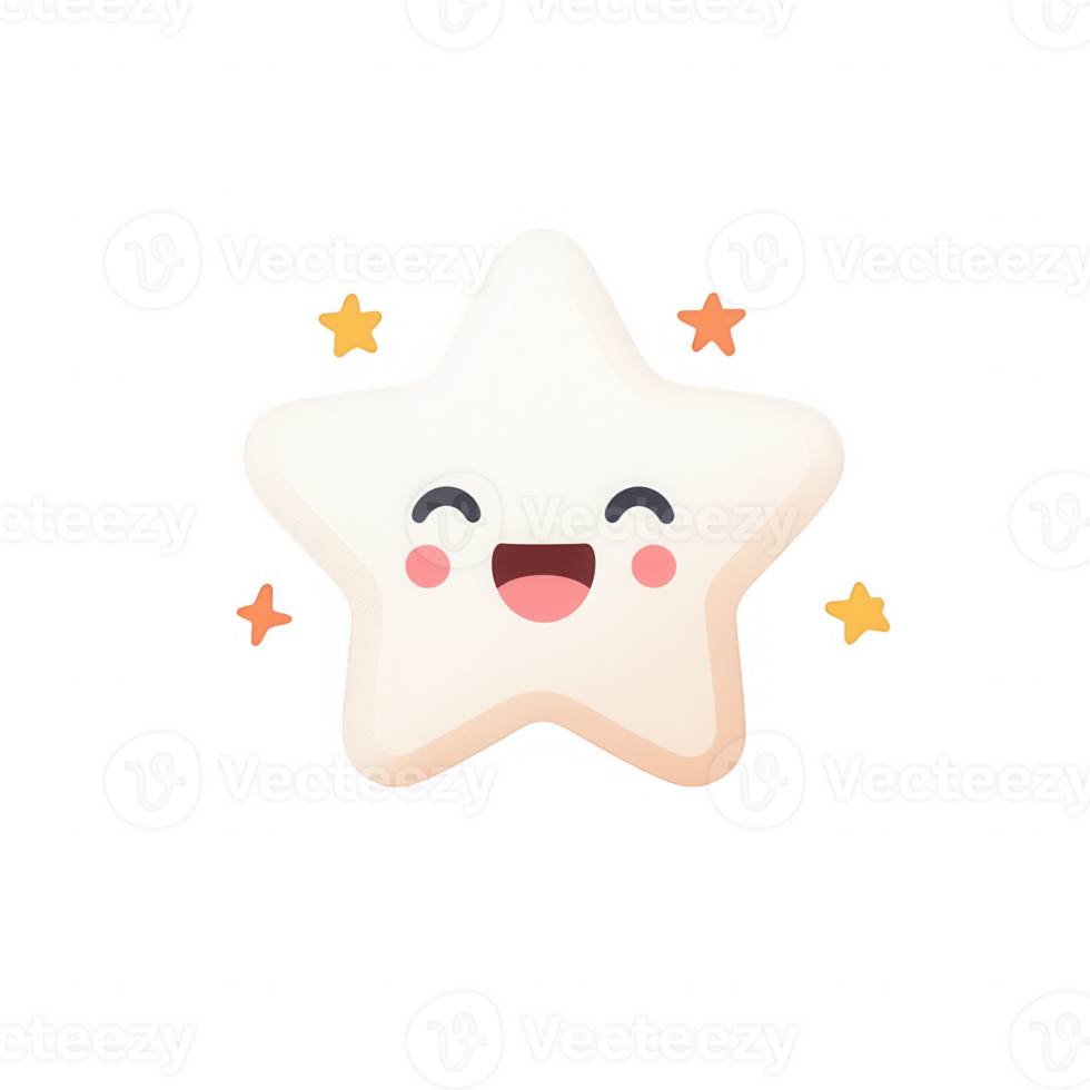 A cheerful, smiling star character design with colorful accents for creative projects. png