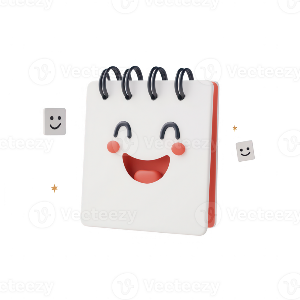 A cheerful notebook illustration with a smiling face, ideal for creative projects. png